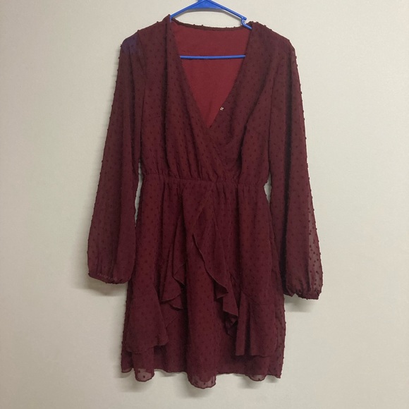 Maroon mesh dress - Picture 1 of 2